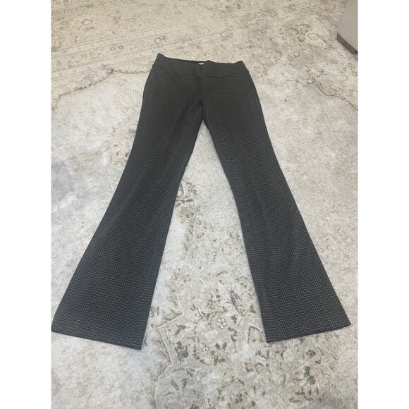 Ecru Black Pattern Elastic‎ Waist Flared Work Pants Small - Picture 3 of 8